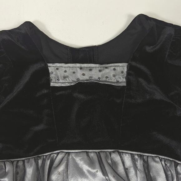 Jona Michelle Dress Girls Sz 6X Black Velour Shimmery Tulle Holiday Glitter - Picture 2 of 7